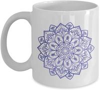 Giftme Dark Blue Mandala Design Namaste Yoga Birthday, Christmas Coffee Tea Mug Unique 11oz White Ceramic Mug.