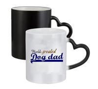 Giftme Father's Day, World's Greatest Dog Dad, Pet Owner Gift, Ceramic Heart Handle Mug, Colour Changing Magic Mug.