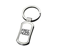 Giftme FREE HUGS - Spread Love & Positivity Everywhere, Ractangle and round Metal Key Ring. (Ractangle)