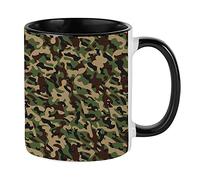 Giftme Green Camouflage camo Army Themed Birthday,Secret Santa, Stocking Filler,Christmas Coffee Tea Mug Unique Inside Coloured Ceramic Mug. (Black Inside Coloured and Handle)
