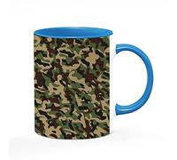 Giftme Green Camouflage camo Army Themed Birthday,Secret Santa, Stocking Filler,Christmas Coffee Tea Mug Unique Inside Coloured Ceramic Mug. (Blue Inside Coloured and Handle)