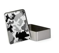 Giftme Grey Black and White Camo Portable Metal Tin Storage Box Biscuit Chocolate Tin Emergency Stuff Tin Birthday Present. (Rectangular)