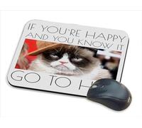 Giftme Grumpy Cat Meme, If You're Happy & You Know it Go To Hell, Mouse Pad PC Computer Mat Desk Mat Work-Desk-Office/Daily use Computer Accessories.