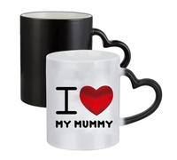 Giftme Heartfelt Love for Mom - I Love My Mummy, Ceramic Heart Handle Mug, Colour Changing Magic Mug.