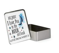 Giftme Hubby I love You To The Moon And Back Portable Metal Tin Storage Box Biscuit Chocolate Tin Emergency Stuff Tin Birthday Present. (Rectangular)