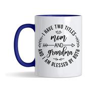 Giftme I Have Two Titles Mom and Grandma and I Am Blessed By Both - Mother & Grandmother Gift, Inside Coloured Mug,Ceramic Coffee, Tea Mug. (Navy Blue)