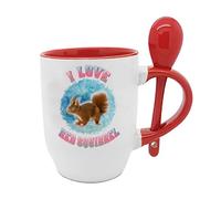Giftme I Love Red Squirrels, A Must-Have for Squirrel Fans and Nature Lovers, Red Squirrel Fan Club, Spoon Mug, Coffee, Tea Mug. (Red)