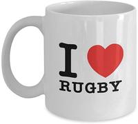 Giftme I Love Rugby Birthday, Christmas Coffee Tea Mug Unique 11oz White Ceramic Mug.