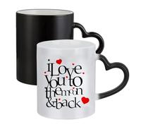 Giftme I Love You to The Moon & Back, Ceramic Heart Handle Mug, Colour Changing Magic Mug.