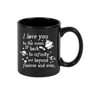 Giftme I Love You to The Moon & Back to Infinity and Beyond Forever and Ever, Full Coloured Frosted Coffee Mug. (Black)