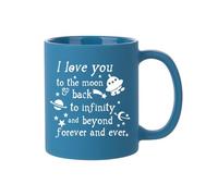 Giftme I Love You to The Moon & Back to Infinity and Beyond Forever and Ever, Full Coloured Frosted Coffee Mug. (Blue)