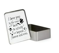 Giftme I Love you to the moon & back to infinity and beyond forever and ever, Metal Tin Storage Box, Biscuit, Chocolate,Tin, Emergency Stuff Tin. (Rectangular)