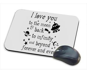 Giftme I Love you to the moon & back to infinity and beyond forever and ever, Mouse pad, PC/Computer Mat, Desk Mat, Work-Desk-Office/Daily use Computer Accessories.