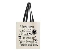 Giftme I Love you to the moon & back to infinity and beyond forever and ever, Shopping Bag, Tote Bag.