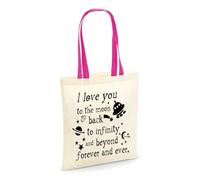 Giftme I Love you to the moon & back to infinity and beyond forever and ever, Shopping Bag, Tote Bag.