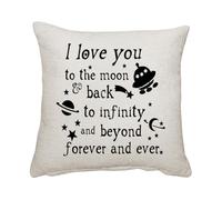 Giftme I Love you to the moon & back to infinity and beyond forever and ever, Sofa decor, Home Décor, Linen Throw Pillow/Cushion. (Linen Cushion Cover)