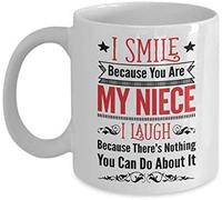 Giftme I Smile Because You're My Niece Birthday, Christmas Coffee Tea Mug Unique 11oz White Ceramic Mug.