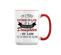 Giftme I'm A Proud Father-in-Law of A Freaking Awesome Daughter-in-Law Coffee Tea Mug Unique 15oz Ceramic Mug. (Red Inside)