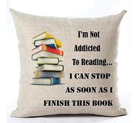 Giftme I'm Not Addicted to Reading I Can Stop As Soon As I Finish This Book themed Linen Cushion Cover-Throw Pillow Cover.