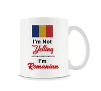 Giftme I'm Not Yelling I'm Romanian Themed Funny 11 Oz White Ceramic Coffee Mug/Cup.