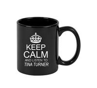 Giftme Keep Calm and Listen to Tina Turner, Full Coloured Frosted Coffee Mug. (Black)