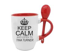 Giftme Keep Calm and Listen to Tina Turner, Spoon Mug, Coffee, Tea Mug. (Red)