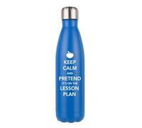 Giftme Keep Calm and Pretend It's On The Lesson Plan, Best Teachers Presents, Stainless Steel Cola Bottle. (Matt Dark Blue)
