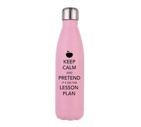 Giftme Keep Calm and Pretend It's On The Lesson Plan, Best Teachers Presents, Stainless Steel Cola Bottle. (Matt Pink)