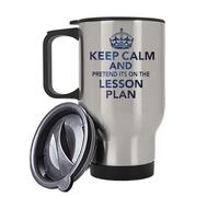 Giftme Keep Calm and Pretend It's On The Lesson Plan, Insulated Travel Mug, Tea, Coffee Mug. (Silver)