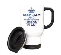 Giftme Keep Calm and Pretend It's On The Lesson Plan, Insulated Travel Mug, Tea, Coffee Mug. (White)