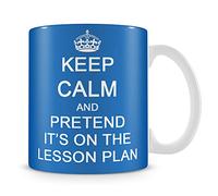 Giftme Keep Calm and Pretend It's On The Lesson Plan Teachers Day,Teacher Appreciation, End of School Year Coffee Tea Mug Unique 11oz White Ceramic Mug. (Light Blue)