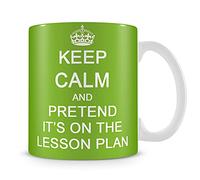 Giftme Keep Calm and Pretend It's On The Lesson Plan Teachers Day,Teacher Appreciation, End of School Year Coffee Tea Mug Unique 11oz White Ceramic Mug. (Green)