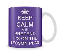 Giftme Keep Calm and Pretend It's On The Lesson Plan Teachers Day,Teacher Appreciation, End of School Year Coffee Tea Mug Unique 11oz White Ceramic Mug. (Purple)