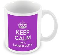 Giftme Keep Calm I'm a Landlady,Purple Cup Coffee Tea Mug Unique 11oz White Ceramic Mug.