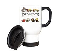 Giftme Lord of The Cats The Furrlowship of The Ring, cat Lover, Animal Lover, Birthday, Christmas, Secret Santa Travel Silver/White Tea/Coffee Mug. (White)