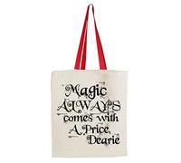 Giftme Magic Always Comes with a Price dearie Once Upon a time Shoulder Bag Shopping Tote Bag Cotton Shopping Bag. (Red Handle)
