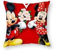 Giftme Minnie Mouse Mickey Cushion Cover for Bedroom/Sofa/Car, 45 Cm X 45 Cm Linen Throw Pillow