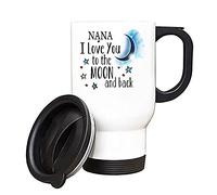 Giftme Mothers Day Themed Nana I Love You to The Moon & Back Secret Santa Birthday Travel Tea/Coffee Mug. (White)