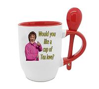 Giftme Mrs Browns Boys Would You Like A Cup of Tea Love Coffee Tea Mug Unique Spoon Ceramic Mug. (Red Spoon)