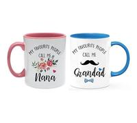 Giftme My Favourite People Call me Grandad/Nana Fathers Day Mothers Day Birthday Christmas Coffee Tea Mug Unique Blue Pink Inside Coloured Ceramic Mug Set of 2.