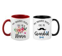 Giftme My Favourite People Call me Grandad/Nana Fathers Day Mothers Day Birthday Christmas Coffee Tea Mug Unique Black Red Inside Coloured Ceramic Mug Set of 2.