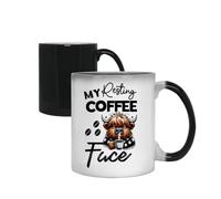 Giftme My Resting Coffee FACE Mug - Highland Cow Lover Gift - Colour Changing Mug, Magic Cup/Mug.
