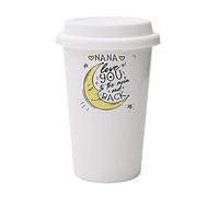 Giftme Nana Love You to The Moon and Back Personalised 10oz Dual Wall Eco Insulated White Ceramic Travel Mug with White Lid. Reusable Keep Cup