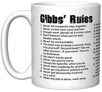 Giftme NCIS Gibbs' Rules Birthday, Christmas Coffee Tea Mug Unique 11oz White Ceramic Mug.