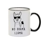 Giftme No Drama Llama No Prob Llama Coffee Tea Mug 11oz Ceramic Rim Mug. (Black Rim)