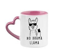 Giftme No Drama Llama No Prob Llama Coffee Tea Mug 11oz Heart Handle Ceramic Mug. (Pink)