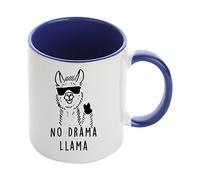 Giftme No Drama Llama No Prob Llama Coffee Tea Mug 11oz Inside Coloured Ceramic Mug. (Navy Blue)