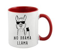 Giftme No Drama Llama No Prob Llama Coffee Tea Mug 11oz Inside Coloured Ceramic Mug. (Red)