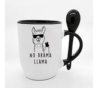 Giftme No Drama Llama No Prob Llama Coffee Tea Mug Unique Spoon Ceramic Mug. (Black Spoon)