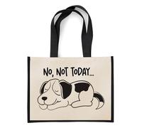 Giftme No Not Today Dog Birthday, Christmas, Secret Santa Stocking Filler Jute Bag Unique Reusable Jute Bag for Life. (Black)
